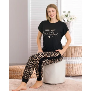 Leopar Desen Üst-Alt Pijama Takımı