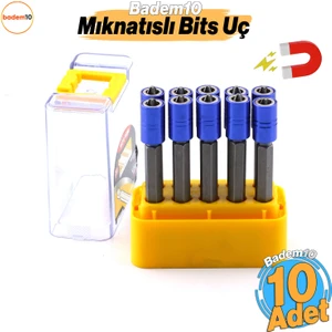 Mıknatıslı Bits Uç 10 Adet Ph2 65 mm Renkli Vida Tutucu Sökme Yıldız Matkap Vidalama Ucu S2 Çeliği