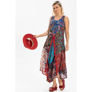 Eliş Şile Bezi Peçvörk Vual Elbise | Patchwork Dress Turkuaz