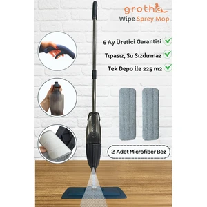 Wipe Sprey Mop Gri - 2 Mop Bezli - Tıpasız Sistem - 700 Cc Su Hazneli (ÜRETİCİ GARANTİLİ)