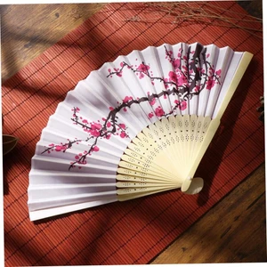 Yelpaze Bambu Kumaş Serinletici Vintage Kiraz Çiçeği Şık Dekorasyon Püsküllü Japon Yelpaze 0198