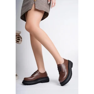 Hakiki Deri Kadın Günlük Kalın Taban Deri Loafer Ayakkabı TRC49-216674