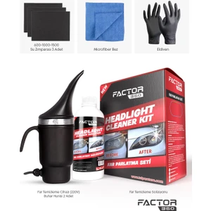 Factor 360 Far Temizleme ve Parlatma Seti (Headlıght Cleaner Kıt)
