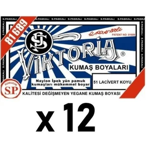 Kumaş Boyası Koyu Lacivert Standart Kalite 12 Adet İpek Pamuk Kumaşlar İçin