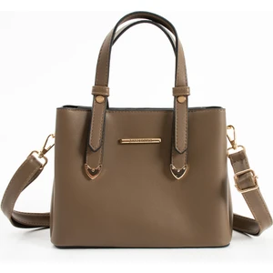 Kadın 4 Bölmeli Gold Aksesuarlı Sade Şık Omuz ve El Çantası