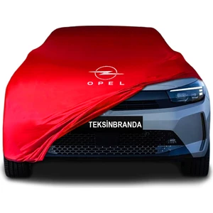 Opel Corsa F (2023 - ) Kırmızı Kumaş Araba Branda Logolu Kumaş Araba Brandası Penye Oto Branda