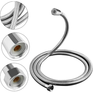 200CM Paslanmaz Çelik Çift Kenetli Uzun Duş Spirali/patlamaya Dayanımlı Banyo Hortumu (Her Duş Başlığı ile Uyumludur)