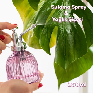 15731 Mor Vintage Cam Bitki Sulama Şişesi Oda Kokusu Dağıtıcı Çok Amaçlı Sprey Şişe 250 ml