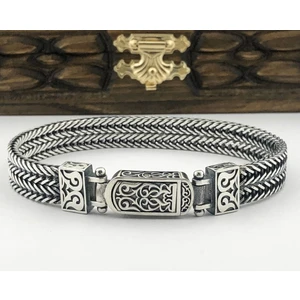 925 Ayar Gümüş Hasır Erkek Bileklik