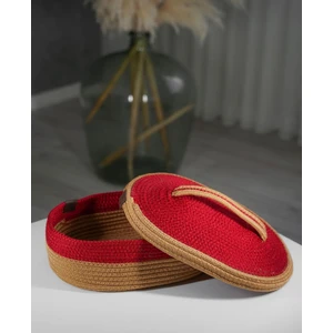 Jüt Hasır Sepet Oval Kapaklı Organizer 30X20