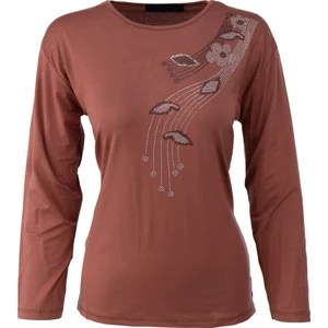 Kadın Yazlık Taşlı Anne Penye Bluz Viskon Kumaş Pırlantam Desenli Rahat Tam Kalıp Likralı