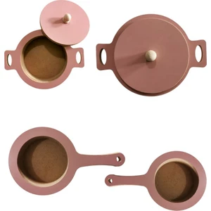 Ahşap Oyuncak Pembe Tava Tencere Seti Çaydanlık Hediyeli