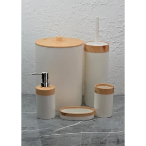 Banyo Takımı - 5li Banyo Seti - Ahşap Görünümlü - 5 Parça