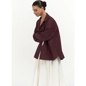 Josie Oversize Bordo Gömlek