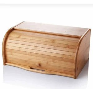 Bambu Açılır Kapanır Kapaklı Ekmek Kutusu Ekmeklik Ekmek Dolabı 38X19CM