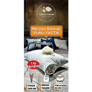 Yüncü Hanım Kuzu Yünü Yastık (1000 gr Saf Merinos Kuzu Yünü)