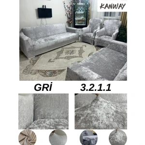 kadife 3+2+1+1 Lastikli Koltuk Takımı Kılıfı. Çekyat Koltuk Örtüsü Streç Esnek Kanepe Kılıfı