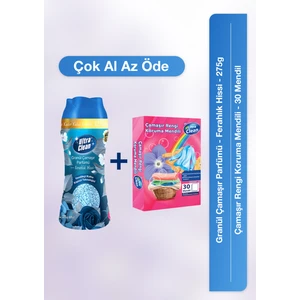 Ultra Clean Granül Çamaşır Parfümü - Ferahlık Hissi - 275G + Çamaşır Rengi Koruma Mendili - 30 Mendil