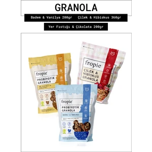 Probiyotik Badem & Vanilya - Çilek & Hibiskus - Probiyotik Yer Fıstığı & Çikolata granola 3’lü Set