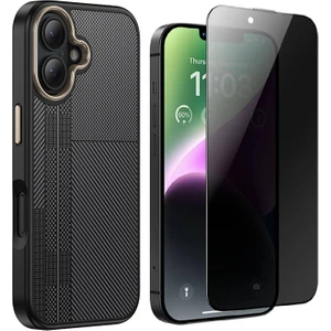 Apple iPhone 16 Kılıf M-safe Şarj Özellikli Karbon Fiber Görünümlü Zore Antina Kapak + Hayalet Ekran Koruyucu