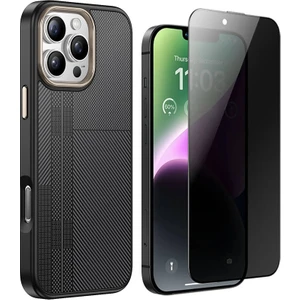 Apple iPhone 15 Pro Kılıf M-safe Şarj Özellikli Karbon Fiber Görünümlü Zore Antina Kapak + Hayalet Ekran Koruyucu