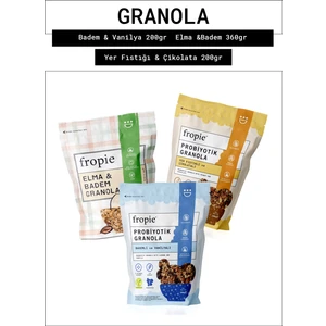 Probiyotik Badem & Vanilya - Elma & Badem - Probiyotik Yer Fıstığı & Çikolata granola 3’lü Set