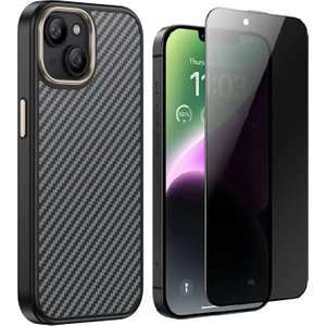 Apple iPhone 15 Plus Kılıf M-safe Şarj Özellikli Karbon Fiber Görünümlü Zore Antina Kapak + Hayalet Ekran Koruyucu