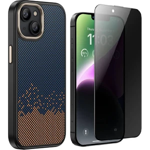 Apple iPhone 15 Plus Kılıf M-safe Şarj Özellikli Karbon Fiber Görünümlü Zore Antina Kapak + Hayalet Ekran Koruyucu