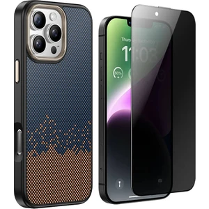 Apple iPhone 14 Pro Max Kılıf M-safe Şarj Özellikli Karbon Fiber Görünümlü Zore Antina Kapak + Hayalet Ekran Koruyucu