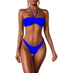 Mavi Straplez Dar Kalıp Bikini Üstü