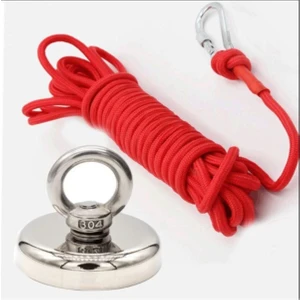 36MM Çap Güçlü Halkalı Neodyum Pot Mıknatıs Kanca Kurtarma Mıknatısı Fishing Magnet + 15 M Halat
