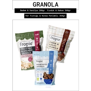 Badem & Vanilya - Fındık & Kakao - Glutensiz Yer Fıstıklı & Kinoa Patlaklı  granola 3’lü Set