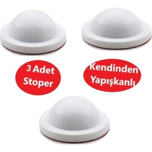 Silikon Kapı Stoperi Beyaz 3 Adet Tamponu Kendinden Yapışkanlı Beyaz Kapı Kolu Stopu