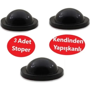 Silikon Kapı Stoperi Siyah 3 Adet Tamponu Kendinden Yapışkanlı Siyah Kapı Kolu Stopu