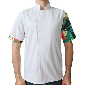 Aşçı Ceketi Desenli Unisex Çıtçıtlı Kısa Kollu Yazlık Chef Aşçı Mutfak Ceket Ananas Desenli