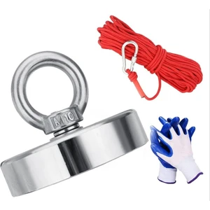 80MM Büyük Magnet Fishing Halatlı Eldivenli Neodyum Pot Mıknatıs Seti, Kancalı Mıknatıs Balıkçılığı
