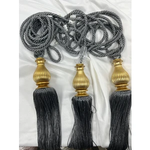 Fon Perde Tavan Bağlama Püsküllü Braçol Set ( Üçlü Set )