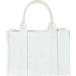 Beyaz Deri Mini Tote Çanta