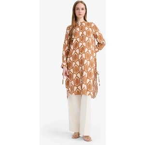 Regular Fit Desenli Uzun Kollu Gömlek Tunik F2183AX25SM