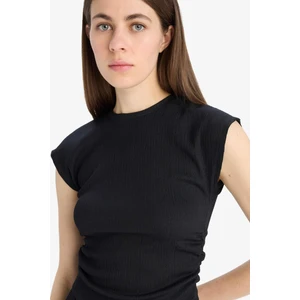 Slim Fit Dar Kesim Bisiklet Yaka Basic Düz Bürümcük Kısa Kollu Tişört E3398AX25SP