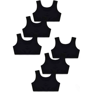 %95 Pamuklu Kız Çocuk Likralı Penye Kalın Askılı Pedli Alıştırma Sütyeni Yarım Atlet 6lı Set