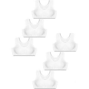 %95 Pamuklu Kız Çocuk Likralı Penye Kalın Askılı Pedli Alıştırma Sütyeni Yarım Atlet 6lı Set