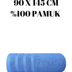 Bir Adet Banyo Duş Havlu Seti %100 Pamuk Çizgi Desenli 90 x 145 cm