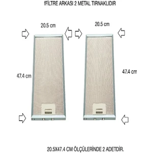 Ehla Filtre 20,5 X47,4 cm Ankastre Aspiratör Davlumbaz Alüminyum Yağ Filtresi 2 Adet Set