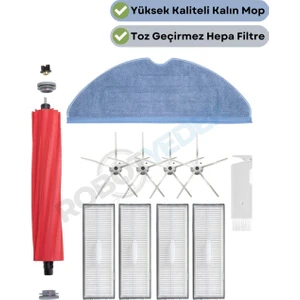 Roborock S7 Beyaz Uyumlu Yedek Fırça Hepa Filtre Mop Seti-11 Parça
