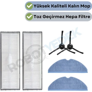 Roborock S8, S8+ Uyumlu Yedek Hepa Filtre Yan Fırça Mop-6 Parça
