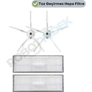 Roborock S7 Beyaz Uyumlu Yedek Hepa Filtre ve Yan Fırça-4 Parça