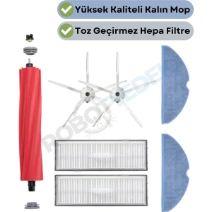 Roborock S7 Beyaz Uyumlu Yedek Fırça Hepa Filtre Mop Seti-7 Parça