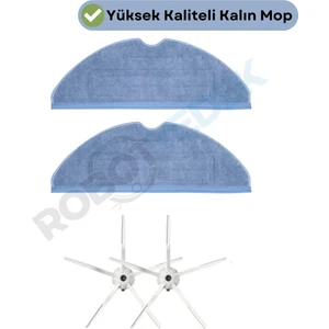 Roborock S7 Beyaz Uyumlu Yedek Mop ve Yan Fırça-4 Parça