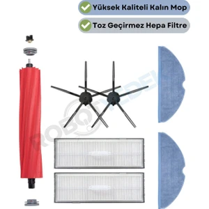 Roborock S7 Siyah Uyumlu Yedek Fırça Hepa Filtre Mop Seti-7 Parça